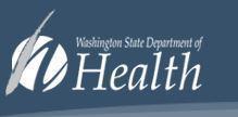 White lettering on blue background reads, "Washington State Department of Health."